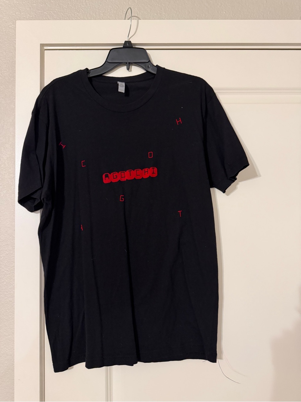 Men's Black Short Sleeve Tee with Red Center Graphic